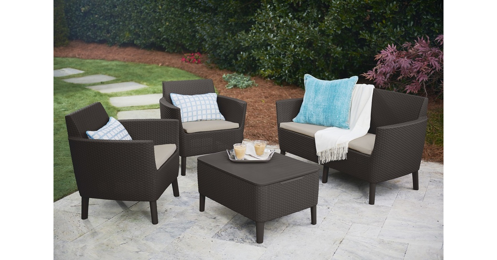 KETER SALEMO polyrattan kerti bútor garnitúra (kétszemélyes) barna