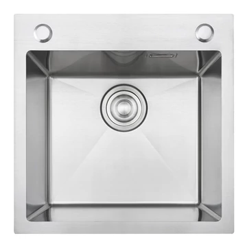 MEX 500 x 500 mm inox, extra mély mosogatótálca, szűrőkosaras leeresztővel, ajándék szappanadagolóval