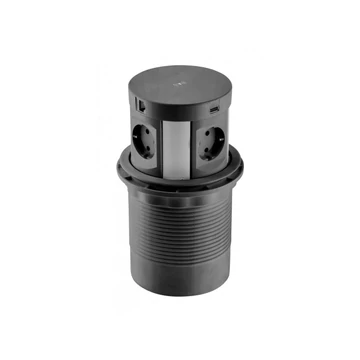 COMFORT PLUS 4-s elosztó, vezeték nélküli töltéssel, 2 db USB-vel, 2 db internet kábel csatlakozóval, fekete