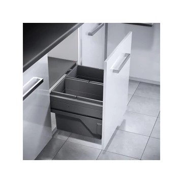 Hulladékgyűjtő szemetes 600 mm, 2x28 literes, sötétszürke, csillapított csukódással