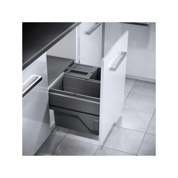 Hulladékgyűjtő szemetes 600 mm, 1x28 + 2x13 literes, sötétszürke, csillapított csukódással