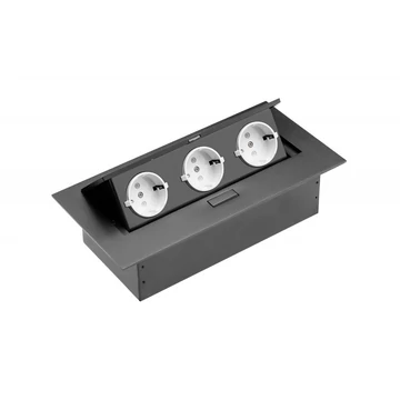 Elosztó fekvő 3-as schuko fekete AE-PB03GS-20