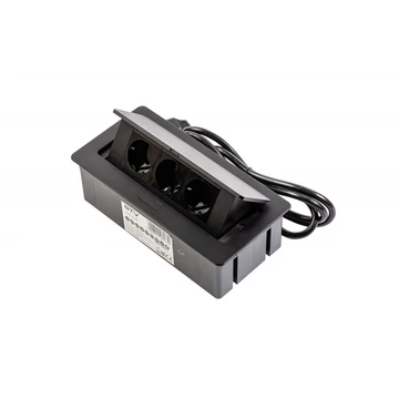 Elosztó felnyíló+káb. SOFT 3-as schuko fekete AE-PBSC3GS-20