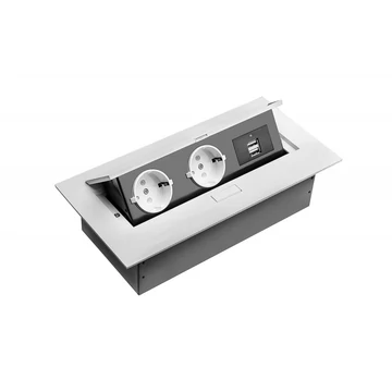 Elosztó fekvő+káb. 2-es+2USB schuho fehér AE-PBU2GS-10