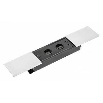 PRESTINO 2-s széthúzható elosztó, 2 db USB-vel, HDMI és RJ45 csatlakozóval, fehér