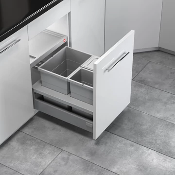 Hulladékgyűjtő szemetes 450 mm, 1x18 + 2x8 literes, világosszürke