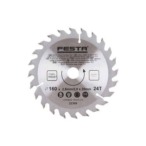 Fűrésztárcsa fához 160 x 20 x 2,0 mm / 24T