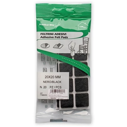 Csúsztatófilc öntapadó  20x20 mm fekete (20 db)