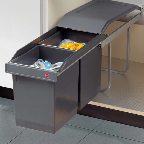 Hulladékgyűjtő szemetes 300 mm, 2x15 literes, sötétszürke, részleges kihúzású Hulladékgyűjtő szemetes 300 mm, 2x15 literes, sötétszürke, részleges kihúzású