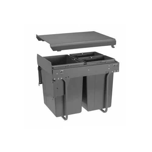 Hulladékgyűjtő szemetes PRACTI ECO 400, 1x20 és 2x10 literes, antracit, előlaprögzítővel Hulladékgyűjtő szemetes PRACTI ECO 400, 1x20 és 2x10 literes, antracit, előlaprögzítővel