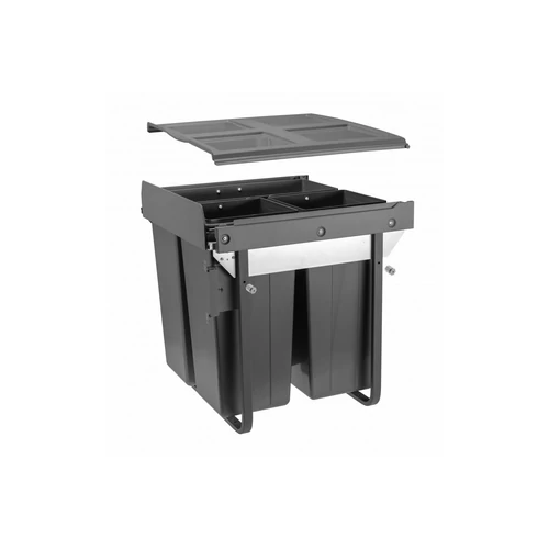 Hulladékgyűjtő szemetes PRACTI ECO 600, 1x34 és 2x17 literes, antracit, előlaprögzítővel Hulladékgyűjtő szemetes PRACTI ECO 600, 1x34 és 2x17 literes, antracit, előlaprögzítővel