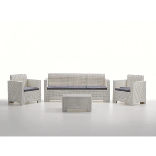 NEBRASKA 5 személyes, fehér rattan szett