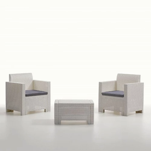 NEBRASKA 2 személyes, fehér rattan szett