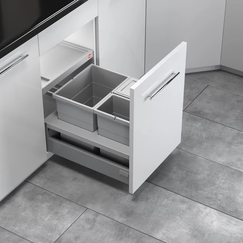 Hulladékgyűjtő szemetes 450 mm, 1x18 + 2x8 literes, világosszürke Hulladékgyűjtő szemetes 450 mm, 1x18 + 2x8 literes, világosszürke