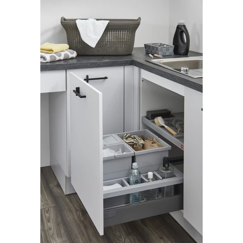 Hulladékgyűjtő szemetes 500 mm, 1x18 + 2x8 literes, világosszürke, fiókba szerelhető Hulladékgyűjtő szemetes 500 mm, 1x18 + 2x8 literes, világosszürke, fiókba szerelhető