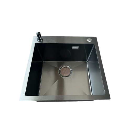 MEX 500 x 500 mm antracit, extra mély mosogatótálca, szűrőkosaras leeresztővel, ajándék szappanadagolóval