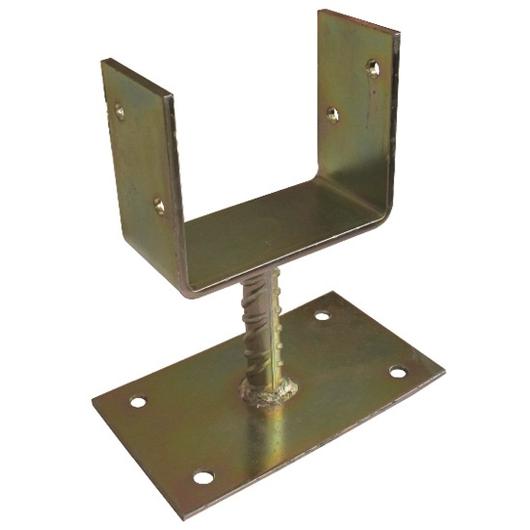 Oszloptalp "U" lecsav. talpas 140 x 60 x 100 / 5 mm sárga horgany (ET)