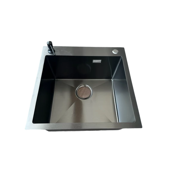 MEX 500 x 500 mm antracit, extra mély mosogatótálca, szűrőkosaras leeresztővel, ajándék szappanadagolóval