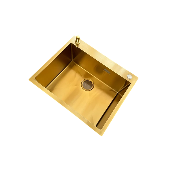 MEX 500 x 500 mm arany, extra mély mosogatótálca, szűrőkosaras leeresztővel, ajándék szappanadagolóval