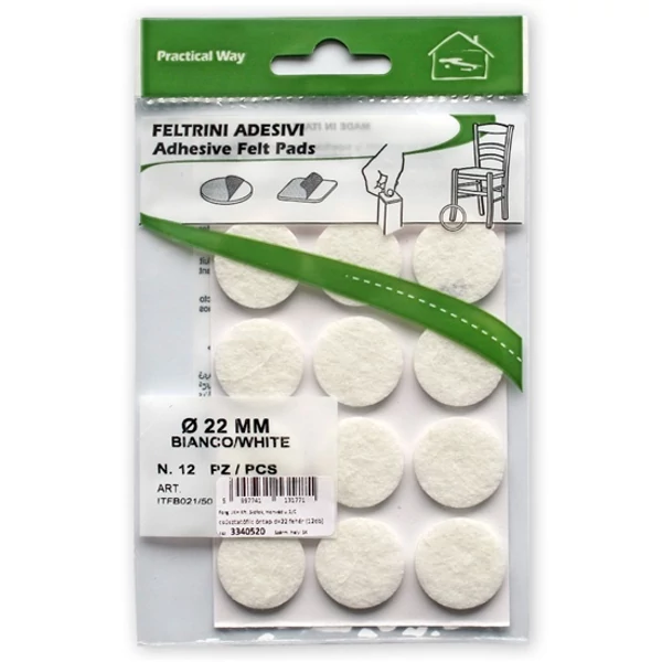 Csúsztatófilc öntapadó d=22 fehér (12db)