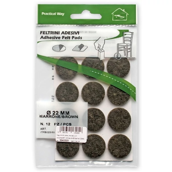 Csúsztatófilc öntapadó d=22 barna (12db)