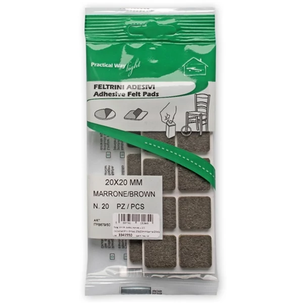 Csúsztatófilc öntapadó  20x20 mm barna (20 db)