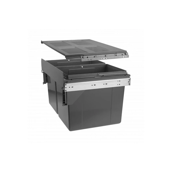 Hulladékgyűjtő szemetes PRACTI ECO 400, 2x16 literes, antracit, előlaprögzítővel