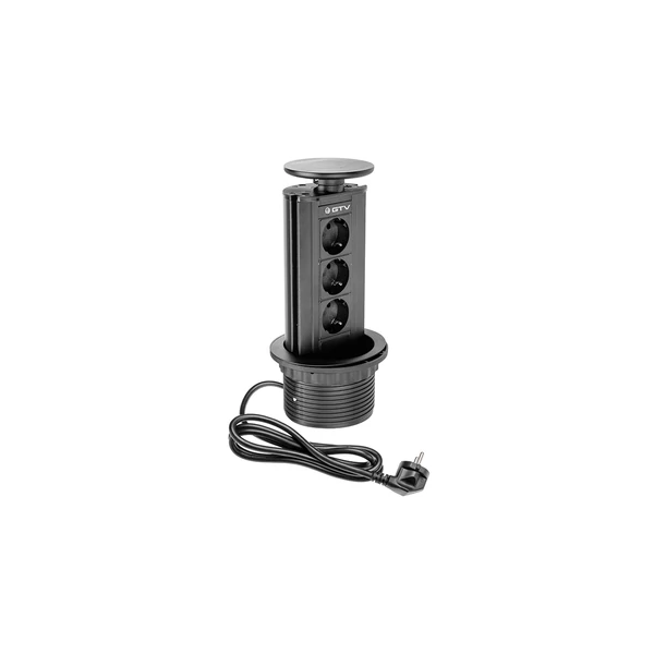 Kihúzható 3-s elosztó 100 mm, fekete