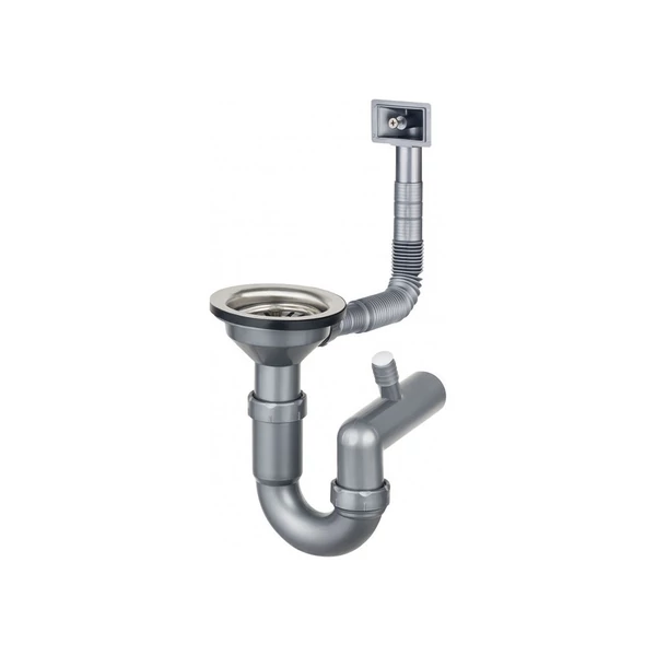 Lefolyógarnitúra, bűzelzáró szifonnal, 1 medencés 3 1/2" rozsdamentes mosogatóhoz