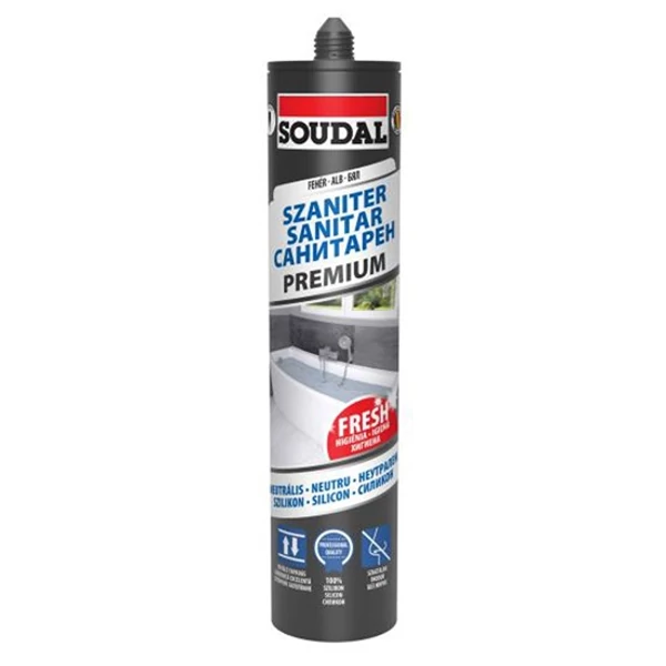 Szaniter szilikon 280 ml, fehér SOUDAL PREMIUM