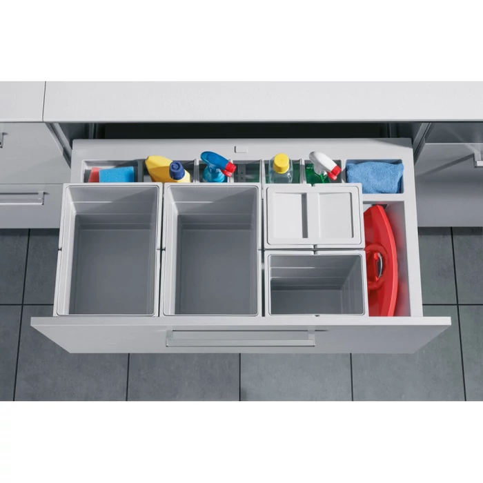 Hulladékgyűjtő szemetes 900 mm, 2x18 + 2x8 literes, világosszürke, fiókba szerelhető