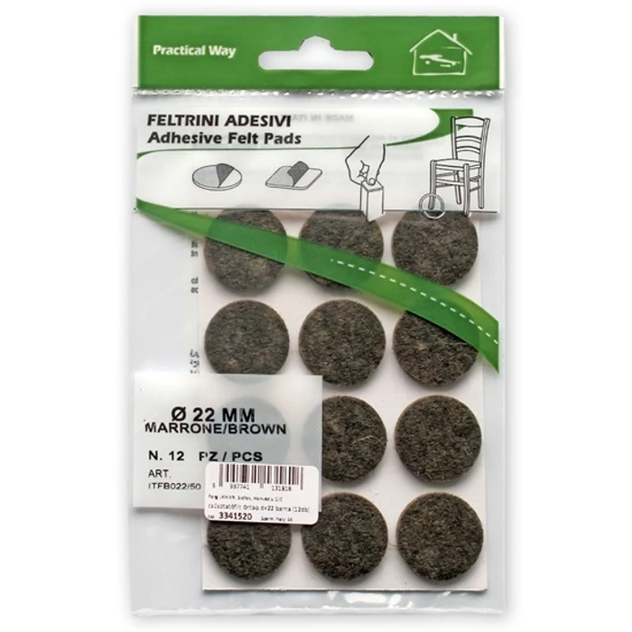 Csúsztatófilc öntapadó d=22 barna (12db)