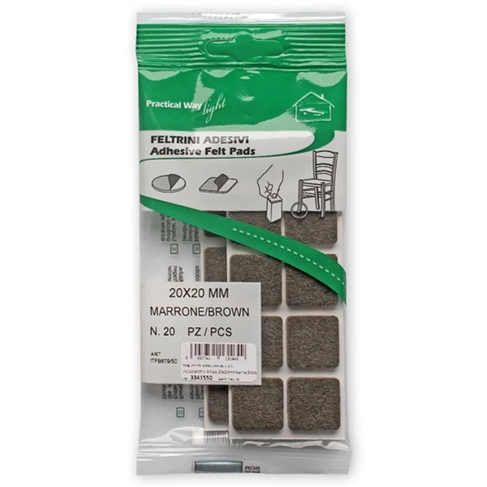 Csúsztatófilc öntapadó  20x20 mm barna (20 db)