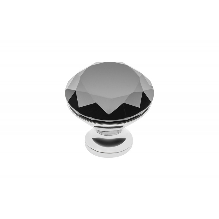 Bútorgomb fekete+kristály 40mm