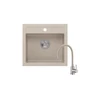 Kép 1/3 - JOHNNY 500 x 470 mm homok gránit mosogatótálca + rozsdamentes acél csaptelep beige, flexibilis kifolyócsővel